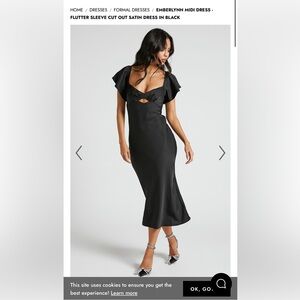 Black Satin Midi Dress
